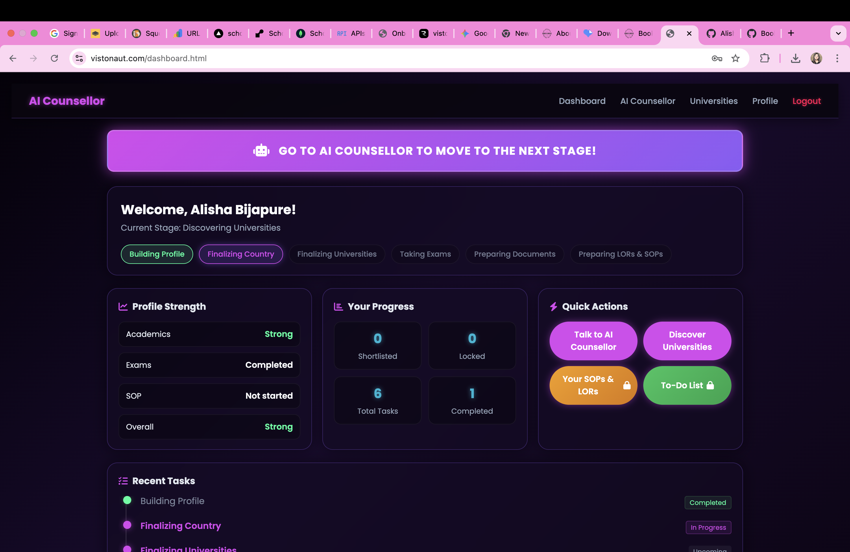 Vistonaut dashboard preview
